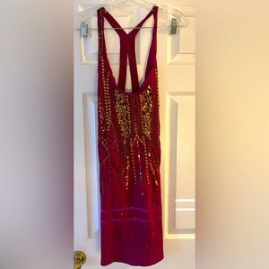 Free People Ella Pink Embellished Halter Dress